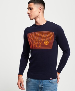 Superdry Speed Logo Crew Neck Férfi Ugró Sötétkék | NHGPD1403